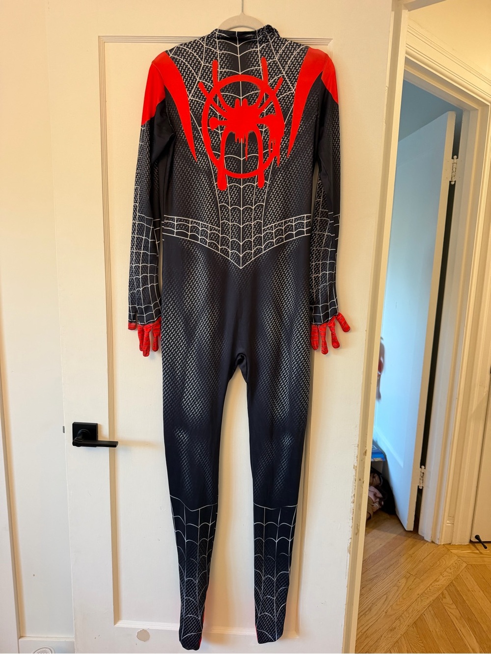 Adult Miles Morales Spider-Man Costume Jumpsuit with Mask-  size L